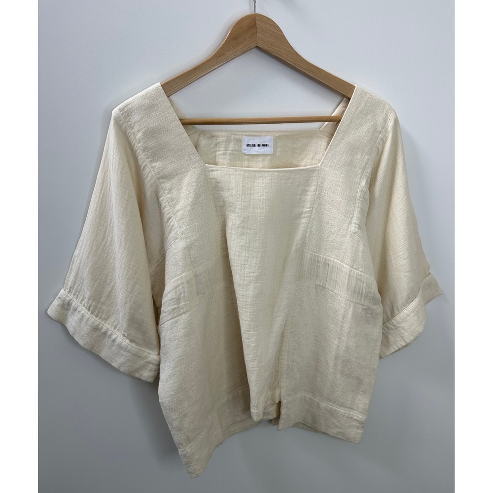 Atelier Delphine Block Top in Crinkle Gauze 100% Cotton USA MADE Kinari Medium - Picture 2 of 16